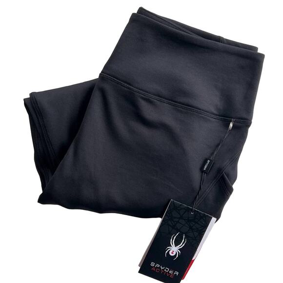 Spyder Active Black Performance Leggings with Side Pockets - Picture 1 of 13